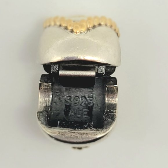 Pandora 14K Gold & Sterling Silver Braided Heart Clip - Picture 3 of 4